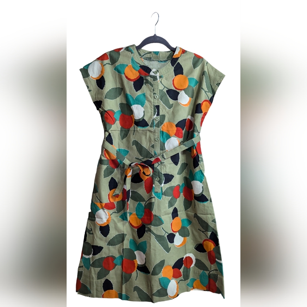 Japanese fabric fruit and bird pattern dress (XL)
